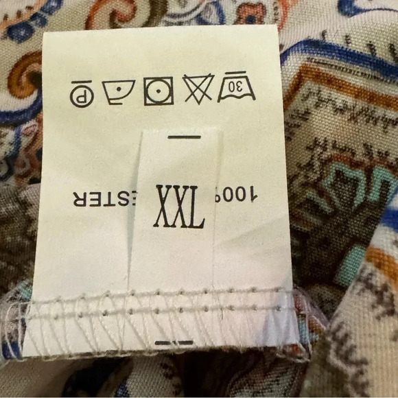 Amazon XXL 2X Shirt Top Ivory Orange Paisley‎ Short Sleeve V Neck Womens - Picture 5 of 6